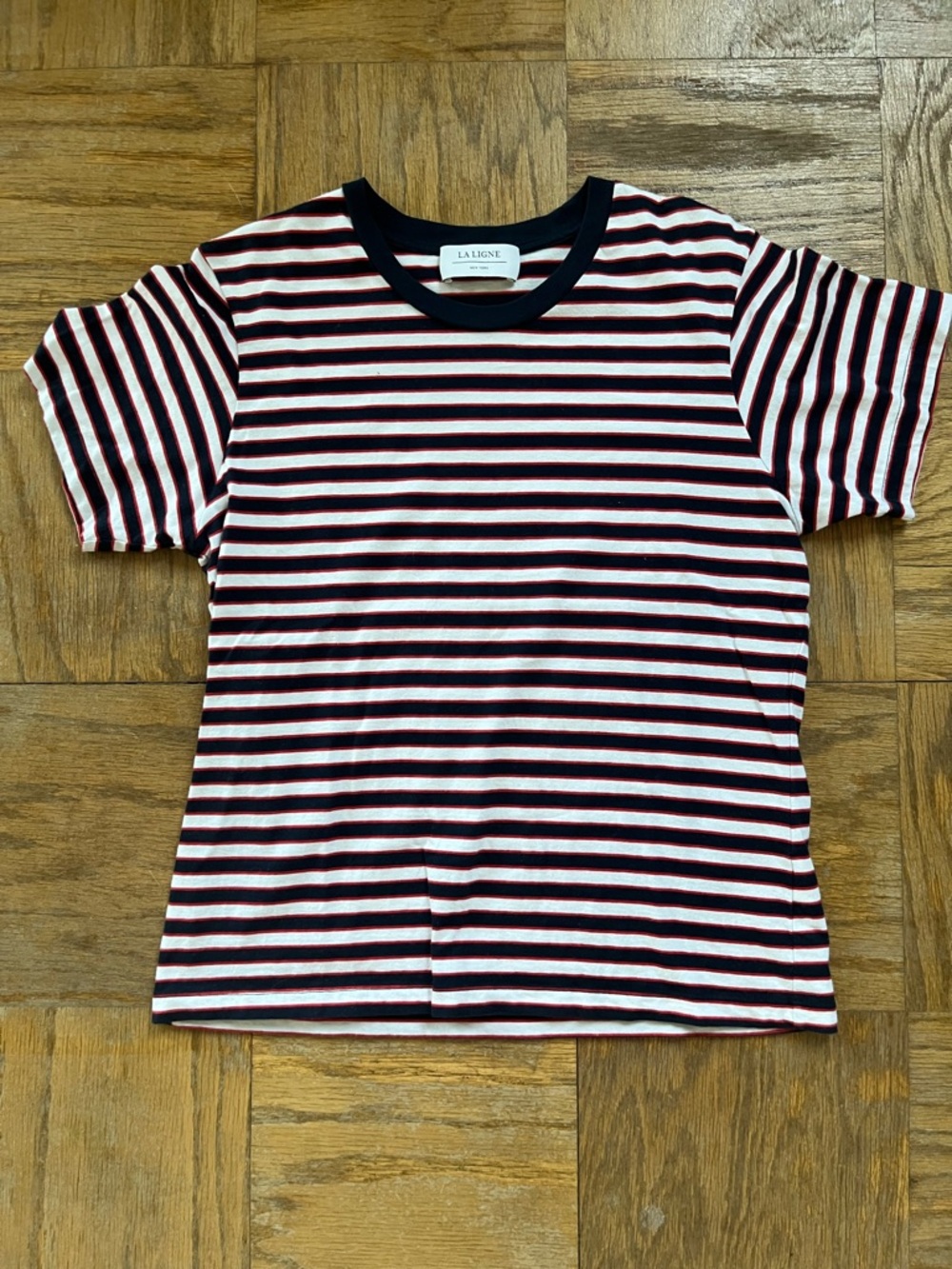 La Ligne Navy, White & Red Striped Short-Sleeve Tee